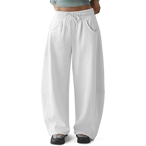 Pantalon de jogging décontracté pour femme en molleton de coton doublé, taille haute, coupe large, avec poches et taille élastique douce, idéal pour le yoga - Product Image 1