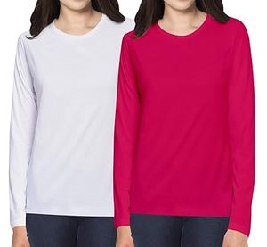 T-shirt femme en coton premium à manches longues, coupe douce et respirante, uni, vêtement d'été tendance pour femme - Product Image 1