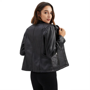 Women's PU Leather Motorcycle Jacket Autumn Waterproof Breathable Warm Embroidered Logo Decoration Casual Wear Reasonable Price - Product Image 3