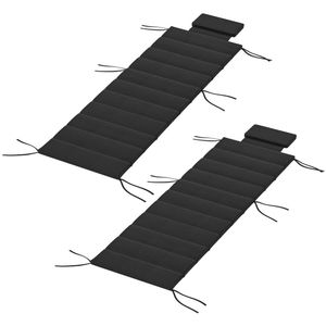 Set di due cuscini neri per sedie reclinabili da esterno, solo cuscini pieghevoli per sedie - Product Image 5