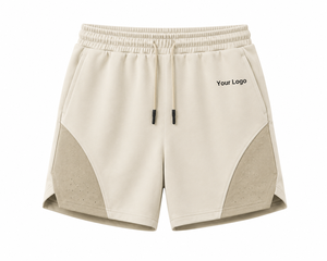 Pantalones Cortos Deportivos para Hombre, Color Beige, de Spandex y Poliéster, con Cierre de Cordón, Transpirables, Estilo Casual, Logotipo Frontal, Cintura Media, Largo Corto - Product Image 1