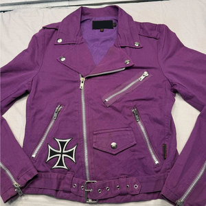Chaqueta para Mujer, Talla Pequeña, Color Morado, Algodón, Estilo Motero, con Cinturón, Punk, Gótica, Bomber 2026 - Product Image 2