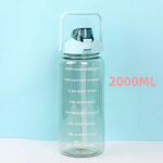Bouteille d'eau avec paille, couvercle rabattable, marqueurs de temps, gourde de fitness motivante, gobelet avec paille - Product Image 2