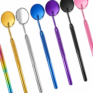 Handheld Round Metal <b>Mirror</b> With Textured Grip In Multiple Colors For <b>Makeup</b> Use - Product Image 1