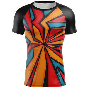 T-shirt de compression en polyester pour la course à pied avec logo personnalisé, vêtements de sport pour hommes, rashguard - Product Image 5