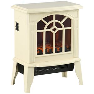 Chimenea Eléctrica de 18 Pulgadas con Llamas LED Realistas, Protección Contra Sobrecalentamiento, 750W/1500W, Color Crema - Product Image 1