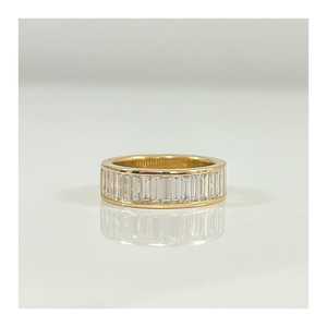 Baguette Cut Eternity Band 14k 18k <b>Solid</b> Gold Vertical Lab Grown Diamond Channel Set Wedding Bold Modern Ring For Women Men Gift - Product Image 4