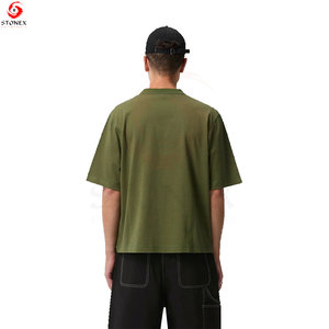 เสื้อยืดทรงบ็อกซี่โอเวอร์ไซส์สำหรับผู้ชาย ผ้าฝ้ายเนื้อหนา สไตล์สตรีทแวร์ ไหล่ตก สำหรับแฟชั่นลำลองสมัยใหม่และสไตล์คนเมือง - Product Image 4