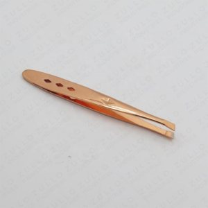 Rose Gold Stainless Steel Slant Tip Eyebrow Tweezers Professional Beauty <b>Tool</b> for Home and Salon Use Precision Grooming - Product Image 2