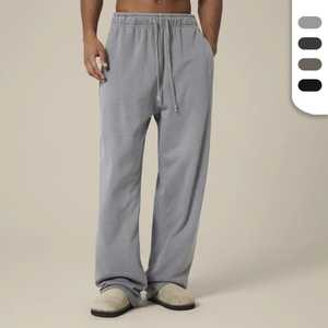 Pantalon de survêtement classique pour homme, en toile brodée, décontracté, coupe droite ample, taille élastique, jambe large, style vintage - Product Image 1