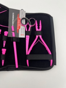 Kit de Herramientas para Extensiones de Cabello de Acero Inoxidable de Grado Quirúrgico, Color Rosa Intenso, con Logotipo Personalizado, Pinzas Reutilizables, Tijeras, Clips Metálicos - Product Image 6
