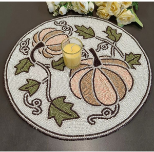 High Selling Beaded Place-mats Hand <b>Carved</b> <b>Pumpkin</b> Beaded Place-mats - Product Image 1