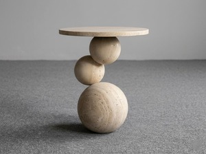 Mesa de Centro Moderna de Piedra con Base Esférica, Muebles Minimalistas para Sala de Estar, Diseño Artesanal - Product Image 2