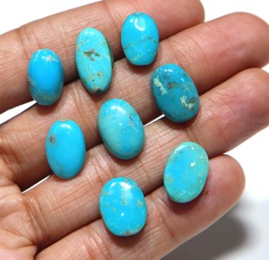 Turquoise naturelle d'Arizona, cabochon ovale, pierre précieuse turquoise de Kingman, Arizona, pour la fabrication de bijoux, vente en gros de pierres turquoise d'Arizona - Product Image 1