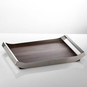 Bandeja Rectangular de Diseño Costero con Patrón de Metal y Madera para Mesa de Comedor, Bandejas para Servir Alimentos, Suministros para Hogares y Hoteles - Product Image 2