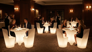 Ensemble <span class=keywords><strong>de</strong></span> meubles LED 1 table et <span class=keywords><strong>4</strong></span> <span class=keywords><strong>chaises</strong></span>, mobilier <span class=keywords><strong>de</strong></span> salon lumineux commercial, table et sièges lumineux RGB pour événements, fêtes, mariages, extérieur - Product Image 4