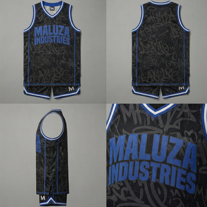 MALUZA Ensemble de maillot de basket-ball en maille respirant grande taille de haute qualité pour l'été, style streetwear, avec motif graffiti personnalisé - Product Image 6