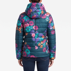 Chaqueta Acolchada con Capucha y Estampado Floral para Mujer, Abrigo de Invierno Cálido y Acolchado, Estilo Casual para Exteriores, con Cierre Completo, Nueva - Product Image 6