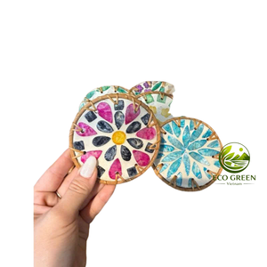 Sous-verre en coquillages pour décoration côtière, fait main, mosaïque naturelle, accessoire de table et article cadeau, vente en gros - Product Image 3