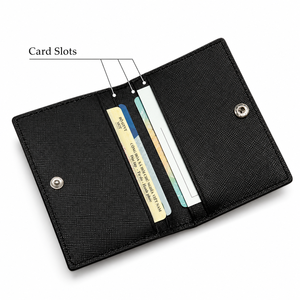 Black Genuine Leather Minimalist Durable <b>Card</b> <b>Holder</b> <b>Wallet</b> Magnetic Snap Folding Organizer Multi Slot Slim Cash Pocket RFID - Product Image 1