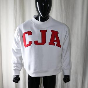 CJA WHITE Mock Neck Sweatshirt 100% Cotton RED <b>Applique</b> Embroidery wide neck Sweatshirt URBAN PRODUCTIONS - Product Image 1