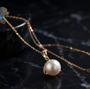 14K Gold Plated Silver <b>Pearl</b> Pendant Necklace <b>Jewelry</b> <b>Set</b> with Flower Design Vintage Style Natural Stone for Wedding Gift - Product Image 1