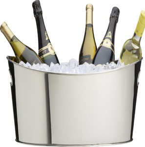 Polished Steel Galvanized Classic Ice <b>Bucket</b> Beverage Holder Sleek Curved Lines 5L Capacity Portable Design Available Wholesale - Product Image 3