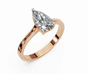 Anillo Solitario Aurelia con Diamante Cultivado en Laboratorio, Corte Pera, en Oro Amarillo, Rosa y Blanco de 9kt, 14kt y 18kt, 0.30 Quilates, Joyería Fina Sostenible - Product Image 1