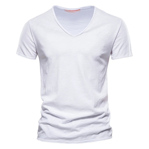Camiseta de Hombre 2026, Diseño Personalizado, Logotipo Personalizado, Cuello en V, Color Marrón, Corte Ajustado, Manga Corta, Tejido de Punto, Color Sólido, Largo Regular, ODM - Product Image 4