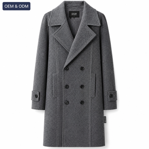 Manteau long croisé sur mesure pour homme, manteau d'hiver haut de gamme, fabricant OEM ODM en gros sous marque privée - Product Image 1