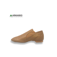 Envío Rápido, Zapatos de Baile Jazz para Niños, de Cuero Nappa, con Suela Partida, para Práctica y Entrenamiento, Ajuste Elástico, Soporte de Arco, Negro y Bronceado