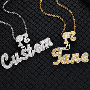 Pendentif personnalisé en lettres cursive avec moissanite, en argent, style Hip Hop, breloque de luxe glacée, unisexe, certifié GRA, pour fêtes et événements, tendance - Product Image 2