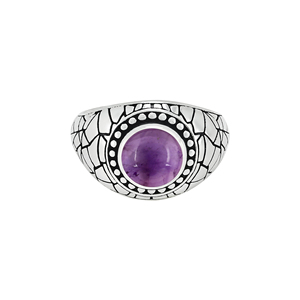 Anillo de Plata 925 con Amatista Morada Estilo Turco para Mujer, con Engaste de Bisel y Patrón Retro, Anillo de Plata Oxidada, Joyería al por Mayor - Product Image 2