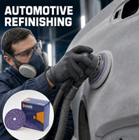 Disque de ponçage en céramique violette DMS Q22T 125/150 mm à fixation auto-agrippante pour la retouche automobile