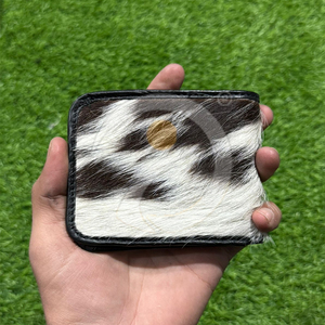 Top Quality Cowhide Leather <b>Wallet</b> Mens <b>Compact</b> Leather Card Holder Handmade Rich Organic Hair Pattern - Product Image 5