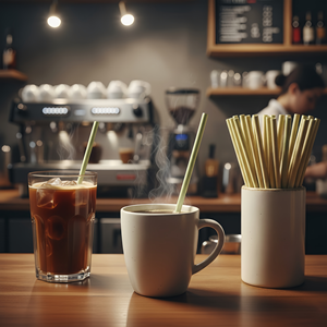 Pailles en bambou et en jonc de mer emballées de manière écologique - Certifiées compostables, biodégradables, résistantes à la chaleur pour les boissons chaudes/froides - Product Image 2