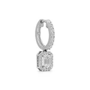 Pendientes de Aro con Diamantes de Corte Esmeralda, Plata 925 con Baño de Rodio, Joyería de Lujo para Mujer, Diseño Geométrico - Product Image 2