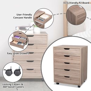 Armadietto Portadocumenti in PVC e MDF con Cinque Cassetti, Colore Grigio - Product Image 3