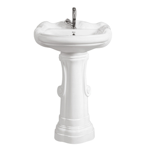 Venta al por Mayor de Artículos Sanitarios de Cerámica Blanca de Último Diseño, Lavabo con Pedestal para Uso en el Hogar y Hoteles a un Precio Accesible - Product Image 1
