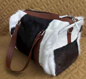 Grand sac de voyage en cuir de vache véritable avec fermeture éclair, sac de week-end, LHODB-0134 - Product Image 3