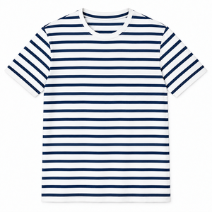 เสื้อยืดผู้ชายลายทางแบบสั่งทำพิเศษ OEM ผ้าฝ้าย 100% คอกลม แขนสั้น สไตล์ลำลอง สตรีทแวร์ ทรงโอเวอร์ไซส์ แฟชั่นฤดูร้อน - Product Image 1