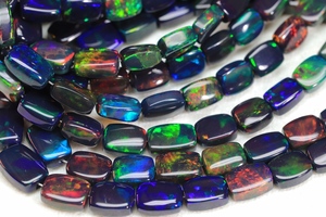 Atractivas Cuentas de Ópalo Negro Etíope en Forma de Cojín, Gema de Ópalo Negro Welo Fire, Pulido Liso, Tamaño 3.5-8mm - Product Image 5