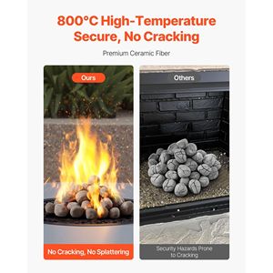 หินลาวาไฟเซรามิกสำหรับหลุมไฟ48ชิ้นนำกลับมาใช้ใหม่ได้1-2นิ้วหินลาวาสำหรับหลุมไฟ48ชิ้น - Product Image 3