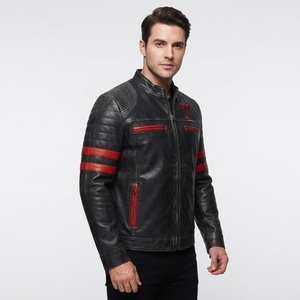 <b>Men's</b> Slim Fit Outdoor Business Suit Blazer <b>Jacket</b> Formal Genuine <b>Leather</b> Coated Front Windproof Waterproof for Work Winter - Product Image 2