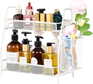 Étagère à épices en métal blanc à 2 niveaux pour comptoir de cuisine, organisateur de rangement - Product Image 4