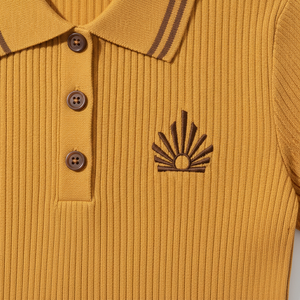 Suéter Polo de Punto de Lana de Manga Corta Estilo Universitario Clásico con Logotipo Personalizable de KD Knit Manufacturer para Mujer - Product Image 2
