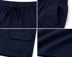 Pantalones Cortos Cargo para Hombre, Color Azul Marino, Ecológicos, Cintura Media, con Cordón, Impermeables, de Secado Rápido, Transpirables, Casuales, 100% Poliéster, Gran Venta - Product Image 6