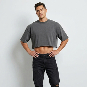 T-shirts amples gris pour hommes – Style décontracté, manches courtes, coupe boxy, style urbain estival - Product Image 1