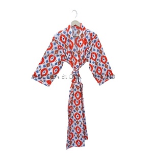 Kimono de Algodón Suave y Transpirable para Piel Sensible, Cuello en V con Estampado Floral, Ropa Casual de Verano, Mangas Largas, Secado Rápido - Product Image 1