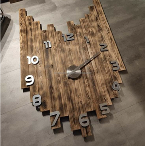 Horloge murale numérique ronde Horloge murale à grand écran Décoration intérieure Horloge murale ronde en bois d'Inde - Product Image 1